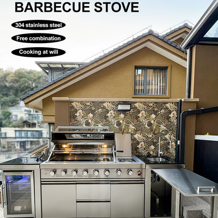 Outdoor BBQ Kitchen Garden BBQ Grill Set Stainless Steel