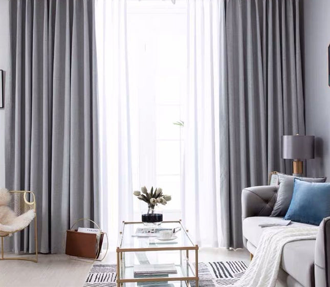 100% Blockout Grey Readymade Curtain drapes – 8 sizes