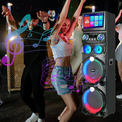 All in 1 Karaoke Machine Touch Screen, Bluetooth party speaker with Wireless microphone