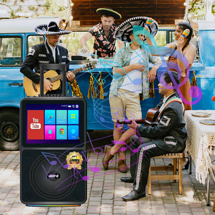 All in 1 Karaoke Machine Touch Screen, Bluetooth party speaker with Wireless microphone