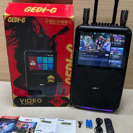 All in 1 Karaoke Machine Touch Screen, Bluetooth party speaker with Wireless microphone