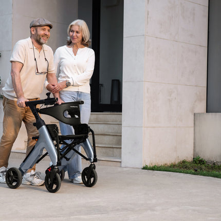 4 in 1 Electric Rollator, Wheelchair, Walker with Seat, Foldable Transport Wheelchair Black