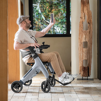 4 in 1 Electric Rollator, Wheelchair, Walker with Seat, Foldable Transport Wheelchair Black