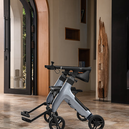 4 in 1 Electric Rollator, Wheelchair, Walker with Seat, Foldable Transport Wheelchair Black