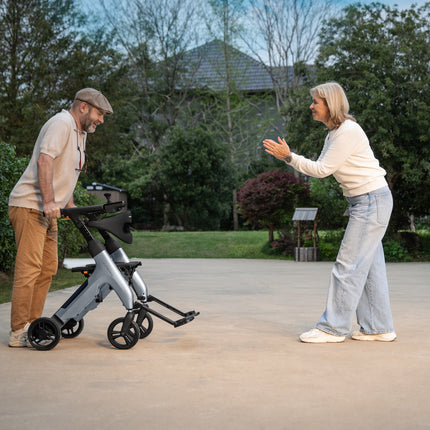4 in 1 Electric Rollator, Wheelchair, Walker with Seat, Foldable Transport Wheelchair