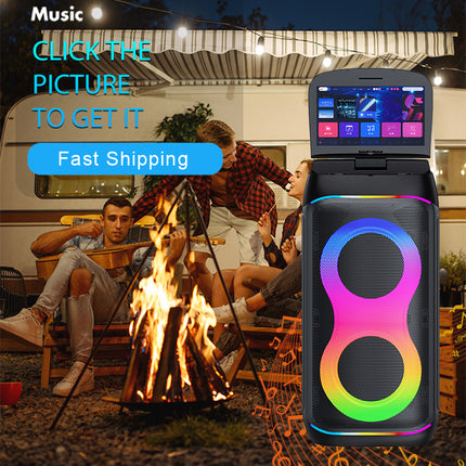 All in 1 Karaoke Machine Touch Screen, Bluetooth party speaker with Wireless microphone