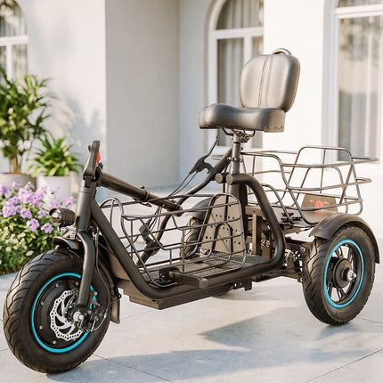 GYROOR C5 3 Wheel Electric Scooter With Seat and Basket