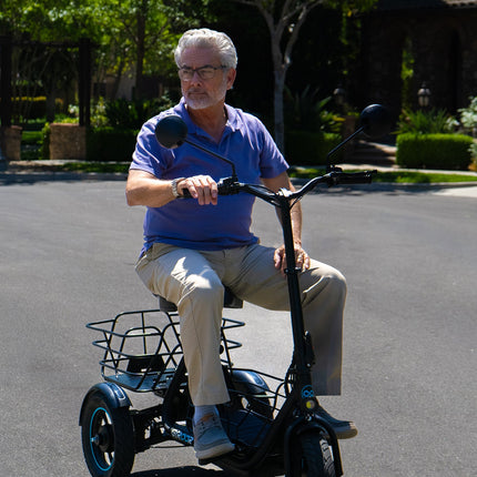 GYROOR C5 3 Wheel Electric Scooter With Seat and Basket