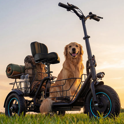GYROOR C5 3 Wheel Electric Scooter With Seat and Basket