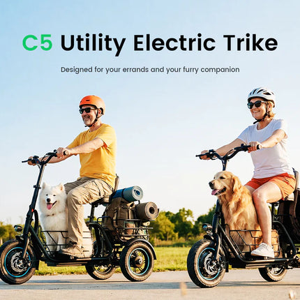 GYROOR C5 3 Wheel Electric Scooter With Seat and Basket