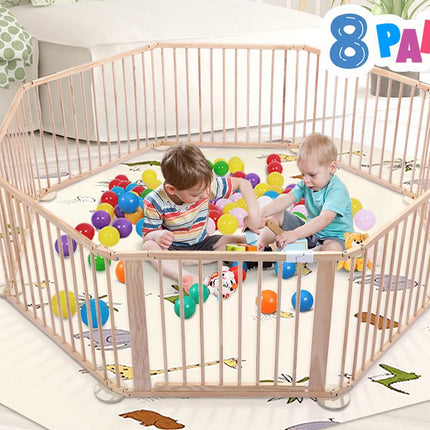 8PC WOODEN BABY PLAYPEN