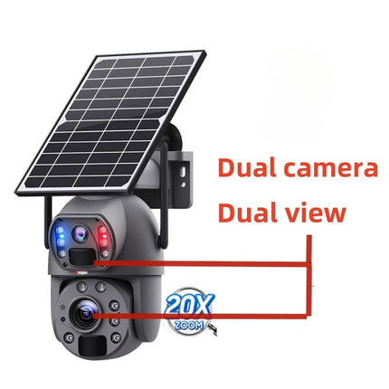 Dual camera WIFI SOLAR security camera wireless free batteries with 64GB card Auckland Installation Available