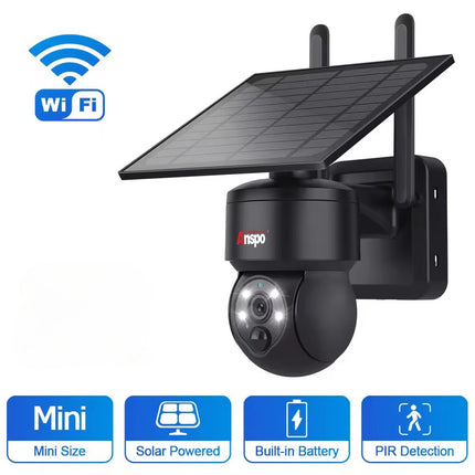 Anspo WIFI SOLAR security camera wireless free batteries and 64GB card Black Auckland Installation Available