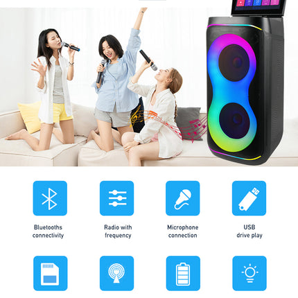 All in 1 Karaoke Machine Touch Screen, Bluetooth party speaker with Wireless microphone