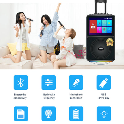 All in 1 Karaoke Machine Touch Screen, Bluetooth party speaker with Wireless microphone