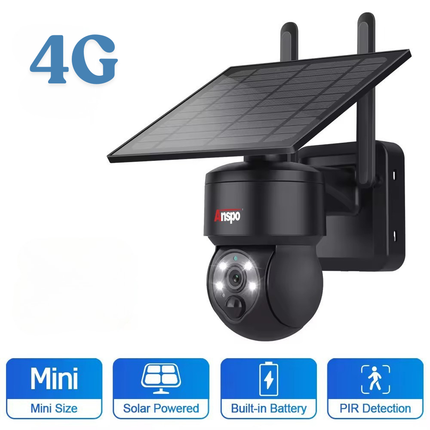 4G SOLAR security camera wireless free batteries and 64GB card Black