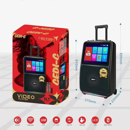 All in 1 Karaoke Machine Touch Screen, Bluetooth party speaker with Wireless microphone