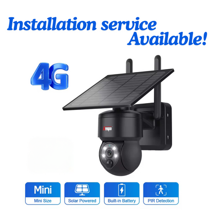 Anspo 4G SIM SOLAR security camera wireless free batteries and 64GB card Black