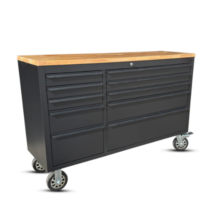 55 inch Black 10 Drawer Work Bench tool chest Tool Box Chest Cabinet