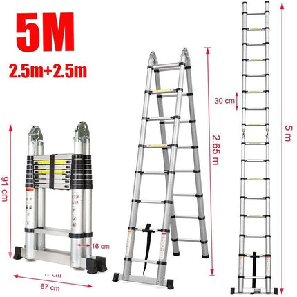 Ladder Telescopic Aluminum Extension 5m