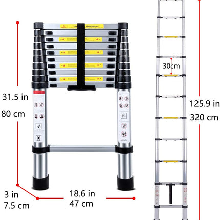 Ladder Telescopic Aluminium Extension Ladder 3.2m