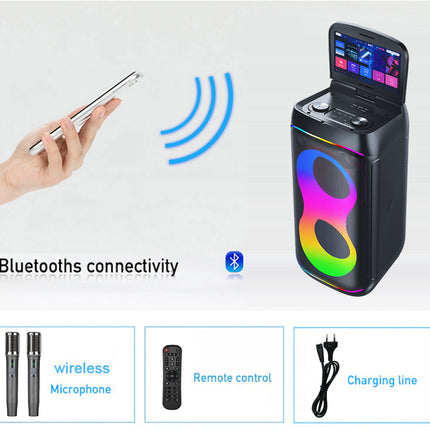 All in 1 Karaoke Machine Touch Screen, Bluetooth party speaker with Wireless microphone