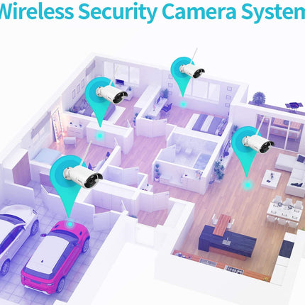 Include 1TB HDD 24hrs recording CCTV wireless security Camera NVR 4CH 1080P