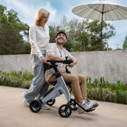 4 in 1 Electric Rollator, Wheelchair, Walker with Seat, Foldable Transport Wheelchair Black