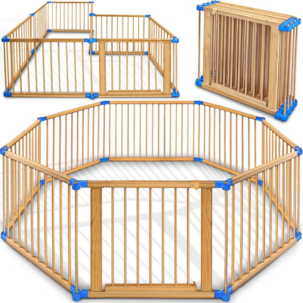 WOODEN BABY PLAYPEN 8PC