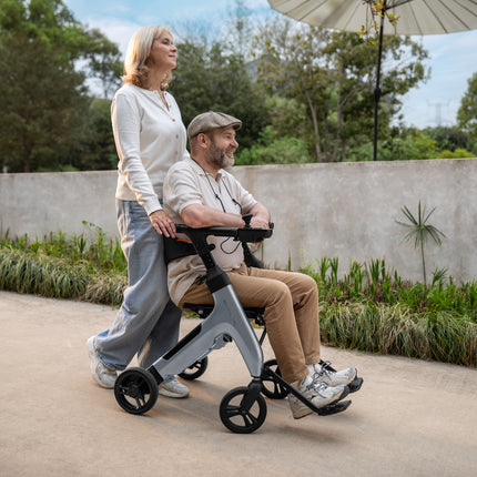 4 in 1 Electric Rollator, Wheelchair, Walker with Seat, Foldable Transport Wheelchair Black