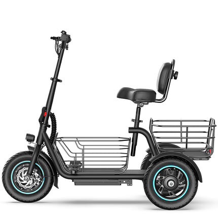 GYROOR C5 3 Wheel Electric Scooter With Seat and Basket