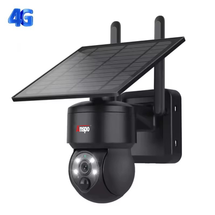 Anspo 4G SIM SOLAR security camera wireless free batteries and 64GB card Black