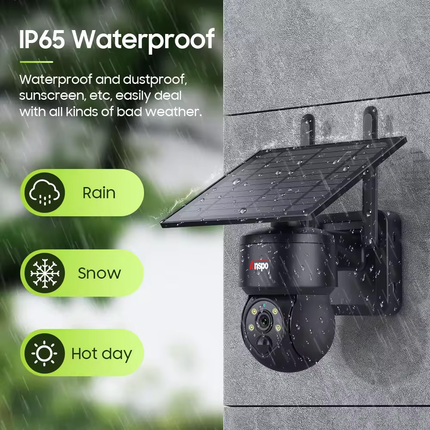 Anspo 4G SIM SOLAR security camera wireless free batteries and 64GB card Black