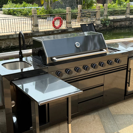 Outdoor BBQ Kitchen Garden BBQ Grill Set Black