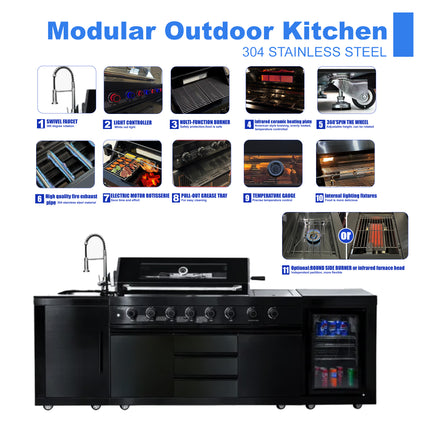 Outdoor BBQ Kitchen Garden BBQ Grill Set Black