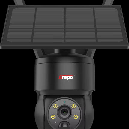 Anspo 4G SIM SOLAR security camera wireless free batteries and 64GB card Black