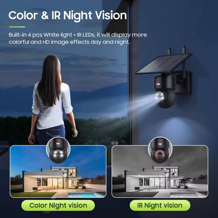 Anspo 4G SIM SOLAR security camera wireless free batteries and 64GB card Black