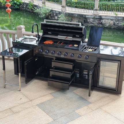 Outdoor BBQ Kitchen Garden BBQ Grill Set Black