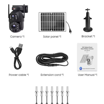Dual camera WIFI SOLAR security camera wireless free batteries with 64GB card Auckland Installation Available