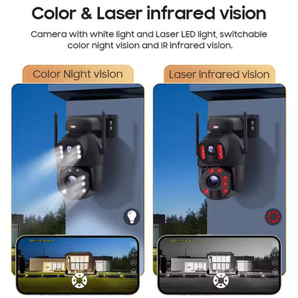 Dual camera WIFI SOLAR security camera wireless free batteries with 64GB card Auckland Installation Available
