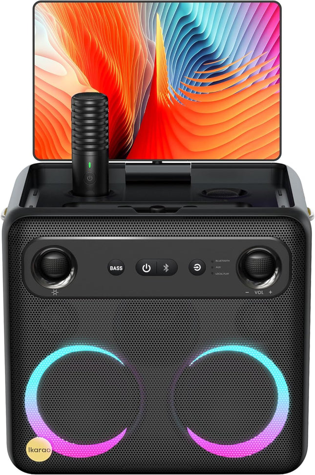 Ikarao Break X2 Karaoke Machine System With 10.1″ Touch Screen Wireless Mic