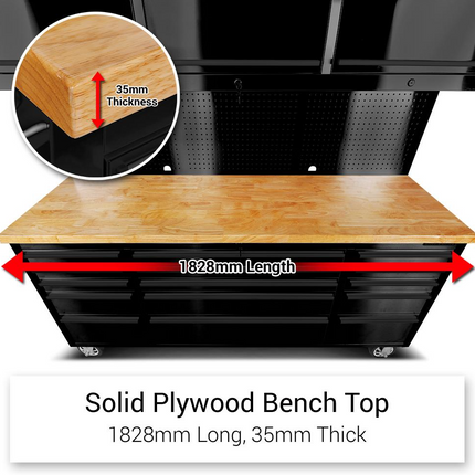 72 Inch 18 Drawers black Tool Chest workbench