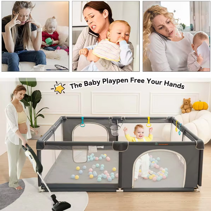 Baby Playpen dark grey 180x150cm