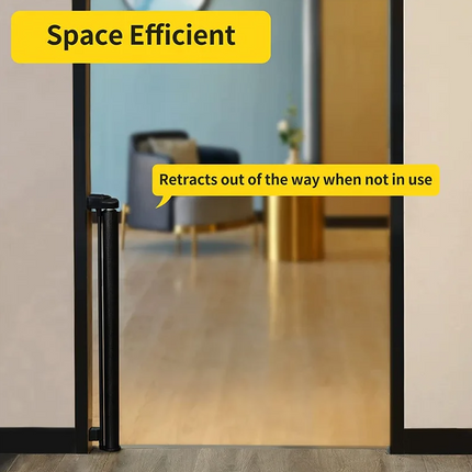 Baby retractable safety gate Black