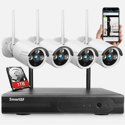 Include 1TB HDD 24hrs recording CCTV wireless security Camera NVR 4CH 1080P