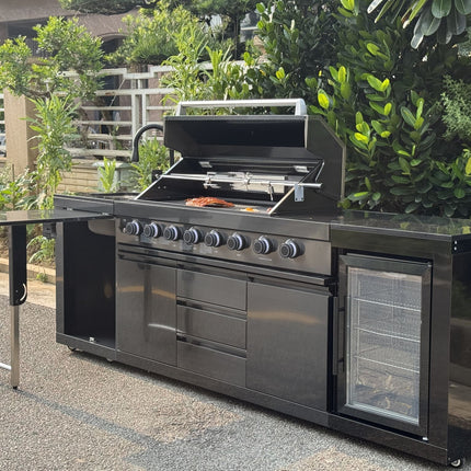 Outdoor BBQ Kitchen Garden BBQ Grill Set Black