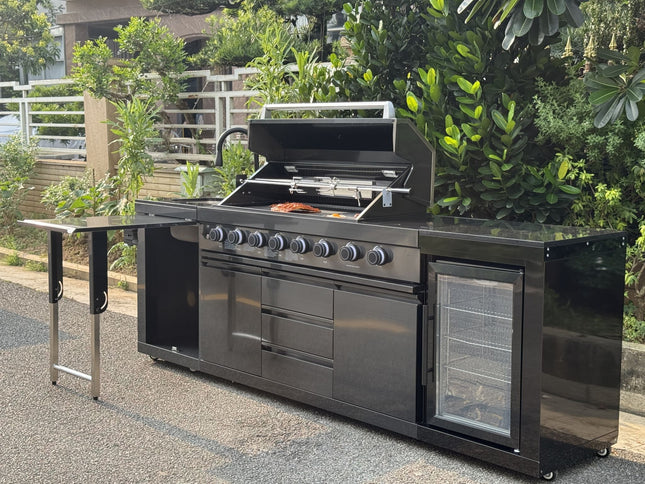 Outdoor BBQ Kitchen Garden BBQ Grill Set Black