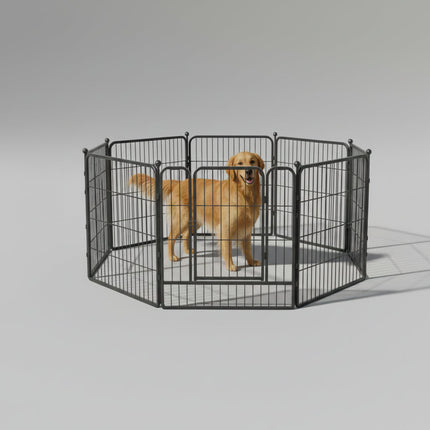 Pet Fence 8 Panels 80 x 80cm Dog Playpen Pet Enclosure SILVER MIX
