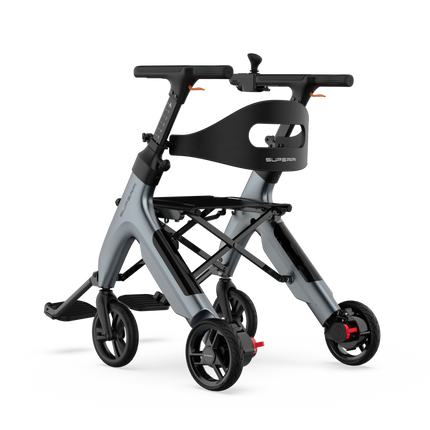 4 in 1 Electric Rollator, Wheelchair, Walker with Seat, Foldable Transport Wheelchair Black