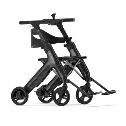 4 in 1 Electric Rollator, Wheelchair, Walker with Seat, Foldable Transport Wheelchair Black